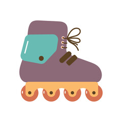 Cartoon multi-colored roller skates. Summer sport equipment. Vector illustration on white background.
