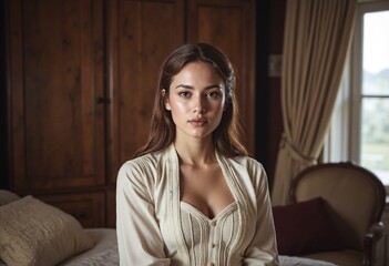 An elegant picture of a female during the colonial period in America