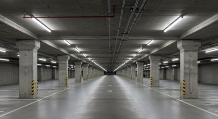 Concrete Geometry Underlit Garage Space.
