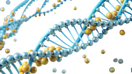 A 3d render of a dna molecule isolated on transparent background