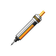 Naklejka premium Detailed illustration of a modern mechanical pencil with a silver body and orange accents