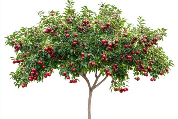 Obraz premium Jujube tree with red fruits isoleted on white background