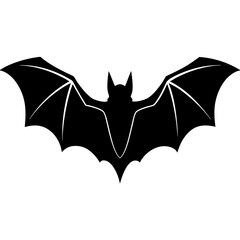 Black bat silhouette spread wings flying