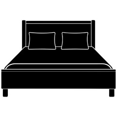 Black double bed with two pillows bedroom furniture