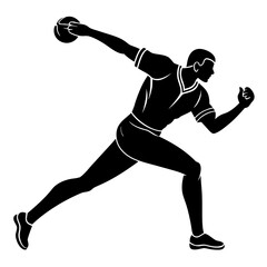 Black silhouette athlete throwing ball sports action