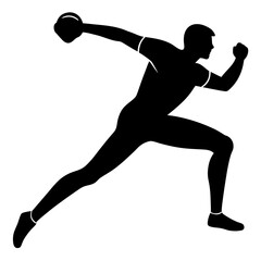 Black silhouette of athlete throwing ball sports action