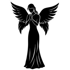 Praying angel silhouette wings dress