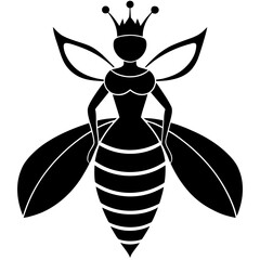 Queen bee silhouette with crown insect