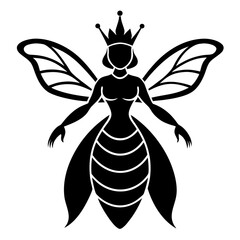 Regal bee queen silhouette crown wings
