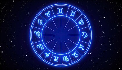Neon Zodiac Wheel in Space