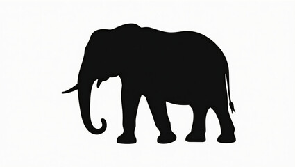 Fototapeta premium Simple black silhouette of an African elephant, profile view.
