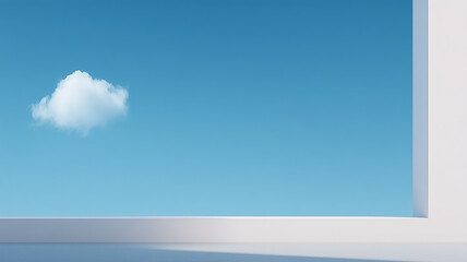 Modern Architectural Frame with Single Cloud in Sky