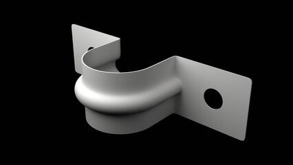 パイプを壁に固縛するための金具の3Dイラスト