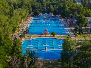 Hungary, Budapest, Margit island, Palatinus Strand beach is a very popular recreation place for tourists and citizens.