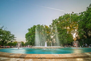 Hungary, Budapest, Margit sziget. Famous sight the Music fountain on Margaret Island