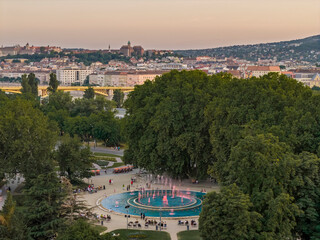 Hungary, Budapest, Margit sziget. Famous sight the Music fountain on Margaret Island