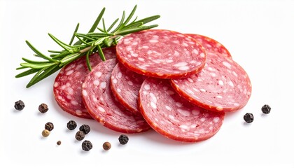 Delicious Sliced Salami with Rosemary and Peppercorns.