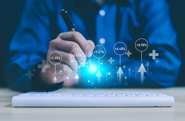 Businesspeople investor trader analyze financInterest rate and dividend concept,invest, financial,...