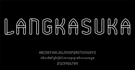 Set of alphabets font letters and numbers modern abstract outline design vector illustration