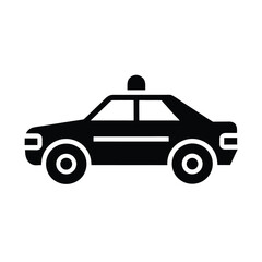 Police Car With Lights Outline Vector Illustration