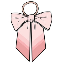 Hair tie with scarf bow. PNG. 