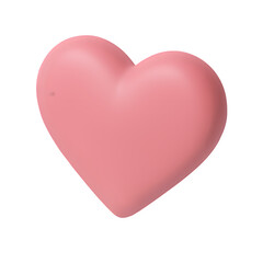 A soft pink 3d heart shape with subtle shading isolated on transparent background