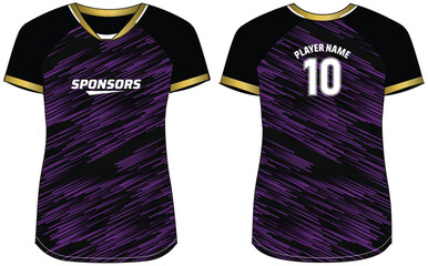 Women Sports Jersey t-shirt design Flat sketch Illustration, abstract degrade stripe pattern V Neck t shirt for Ladies Volleyball jersey, Football, badminton, Soccer and netball, Sport uniform kit