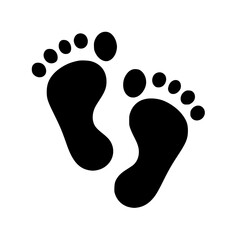 Baby Footprints Silhouette Icon – Minimalist Black SVG Clipart
