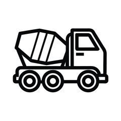 Cement Mixer Truck Outline Vector Illustration