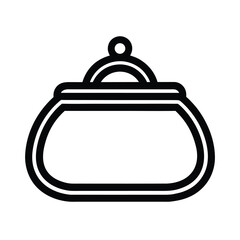 Coin Purse Outlined Icon Vector Illustration