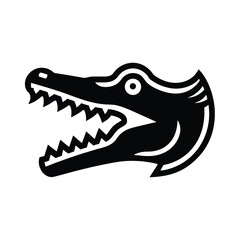 Fototapeta premium Crocodile With Open Jaw Outline Vector Illustration