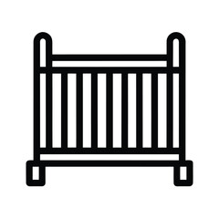 Crib With Bars Outline Vector Illustration