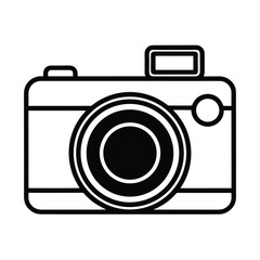 Digital Camera With Lens Outline Vector Illustration