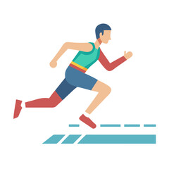 Obraz premium Athlete running on a track with a black background