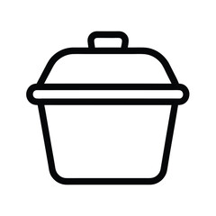 Food Container With Lid Outline Vector Illustration
