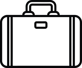 Black outline vector icon of suitcase on white background.
