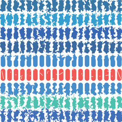 The texture consists of vertical torn colored spots and a scarlet strip of ovals.