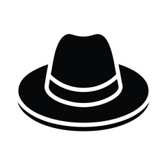 Hat With Brim Outline Vector Illustration