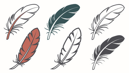 Collection of colorful feather illustrations for art design and native american culture themed projects vector