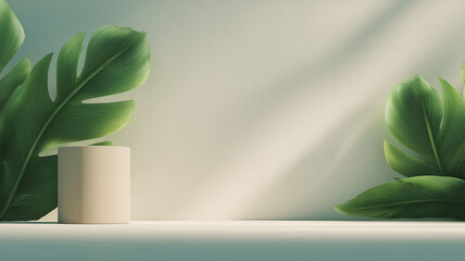 Modern Botanical Scene and Minimalist Interior Wall