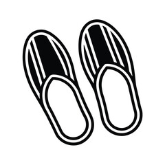 Pair Of Slippers Outline Vector Illustration