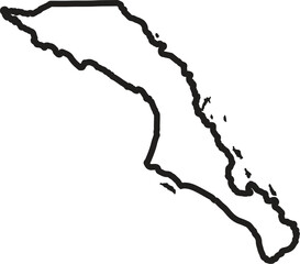 Baja California Sur (United Mexican States, Mexico, federal republic) map vector illustration, scribble sketch Estado Libre y Soberano de Baja California