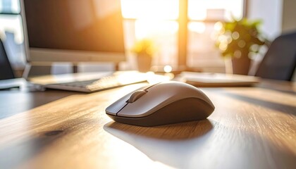 Modern office workspace with sunlight