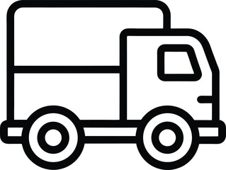 Fototapeta premium Black outline vector icon of truck on white background. 