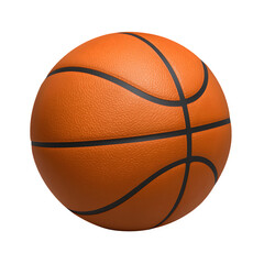 Fototapeta premium Detailed realistic orange basketball with black lines isolated on transparent background