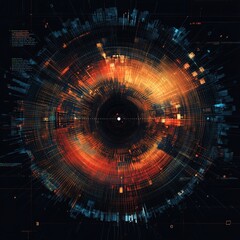 Obraz premium Futuristic technology abstract background showcasing digital data visualization and radial network connectivity with an advanced design.