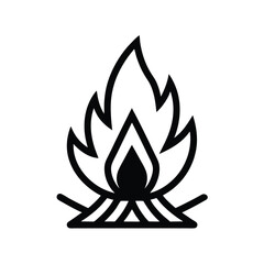 Campfire Outlined Icon Vector Illustration