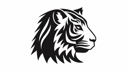 Obraz premium Tiger Profile Vector – Wild Cat Side Face Tribal Line Art