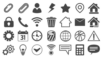 A comprehensive set of vector icons for web design, featuring symbols for business, medical, communication, and internet applications like mail and phone buttons
