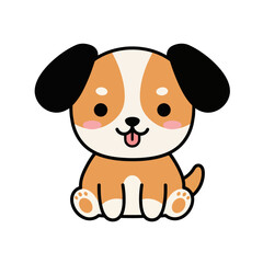 Fototapeta premium Adorable cartoon puppy illustration showcasing a playful animal friend with a sweet expression, perfect for children's books and heartwarming designs.